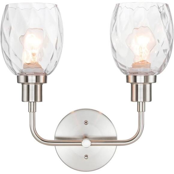 XiNBEi Other - XiNBEi Lighting Wall Sconce Brushed Nickel, 2-Light Bathroom Vanity Light with